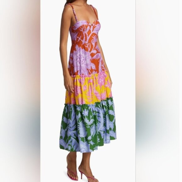 Farm Rio Tropical Swing Mix Midi Dress size S - Picture 1 of 10